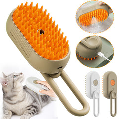 3-in-1 Electric Steam Pet Grooming Brush – Cat & Dog Hair Removal Comb with Massage & Spray Function|Groomer Best