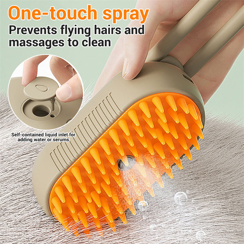 3-in-1 Electric Steam Pet Grooming Brush – Cat & Dog Hair Removal Comb with Massage & Spray Function|Groomer Best