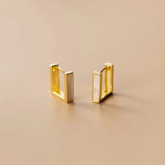 Silver Women's Elegant Shell Square Earrings